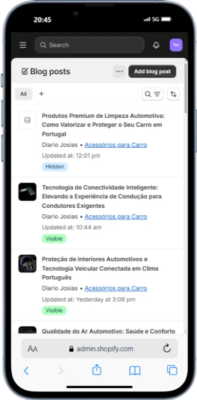 Exemplo de Blogposts automáticos