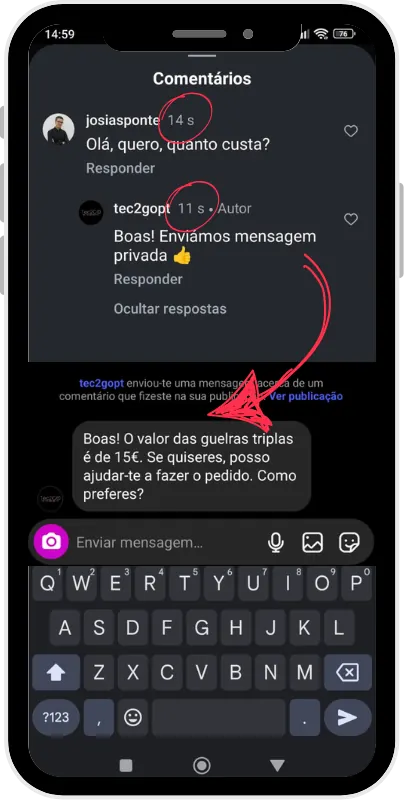 Exemplo de Gestão de comentários